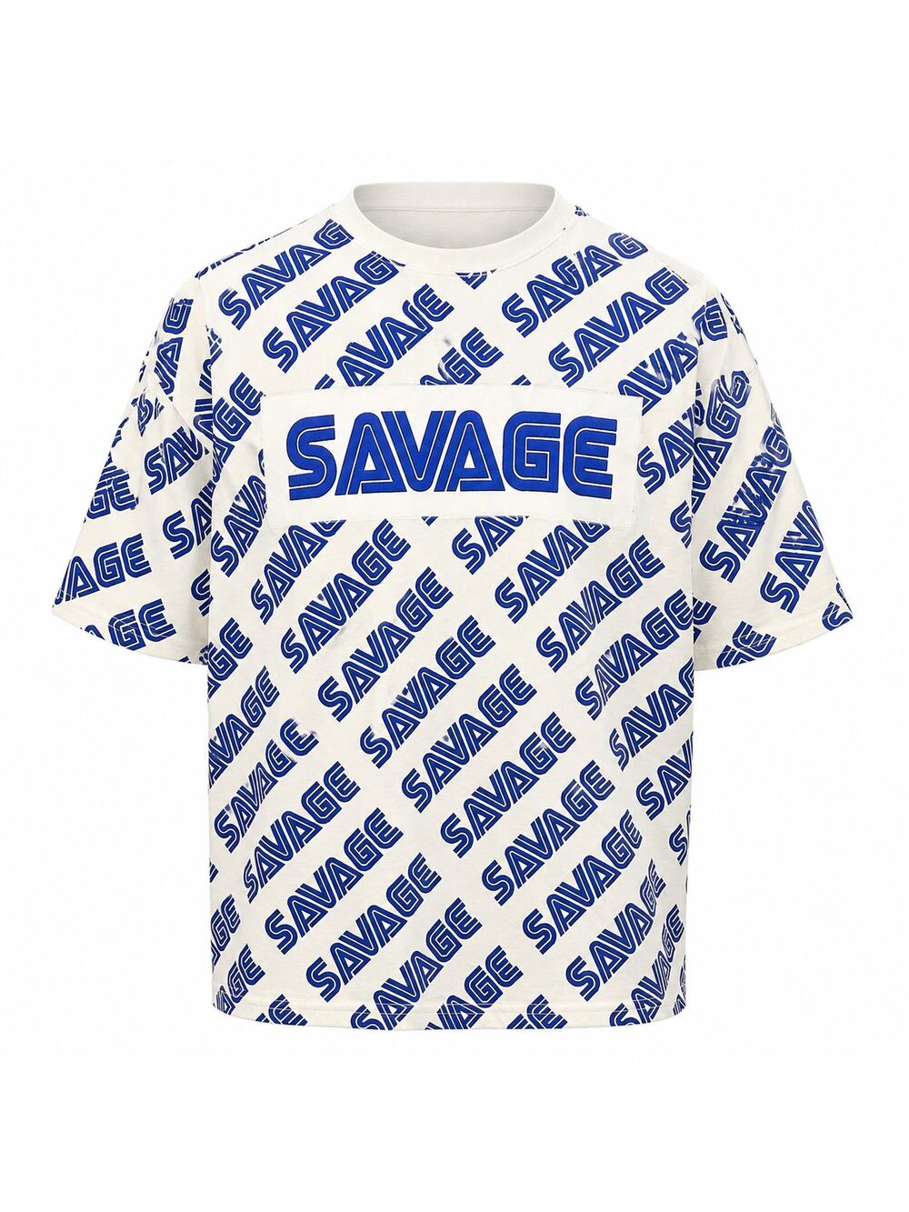 Hustle Savage Mens Graphic T Shirt White Blue Streetwear Tee Size 2XL
